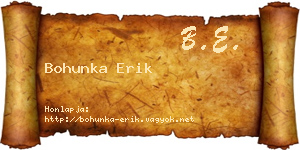 Bohunka Erik névjegykártya